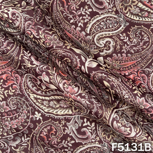 Digital Print Upada Silk Fabric - F5131